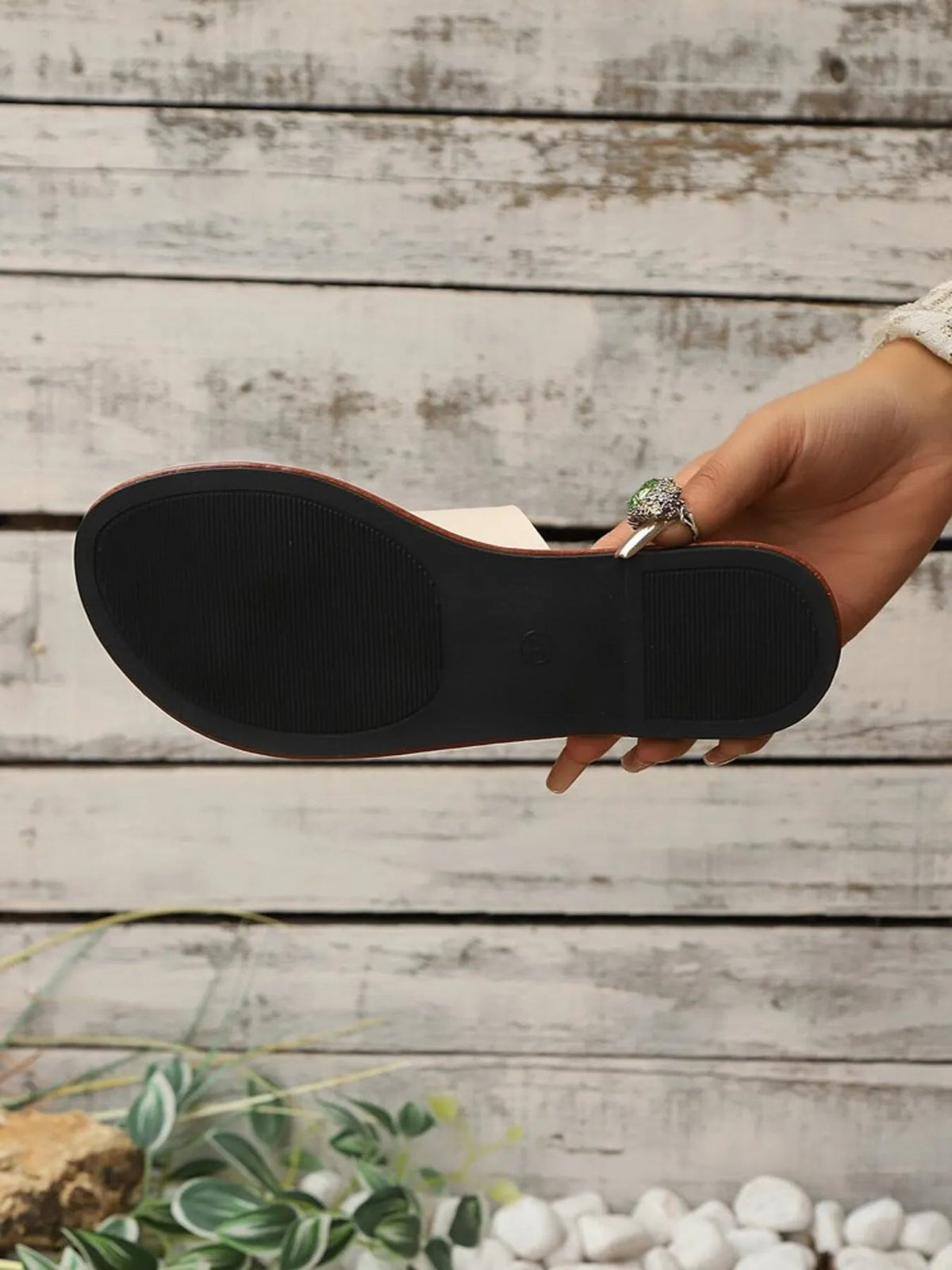 Women's vegan PU leather toe loop flat sandals by Plush Fashion Hub, featuring a comfortable everyday design and stylish open-toe style.