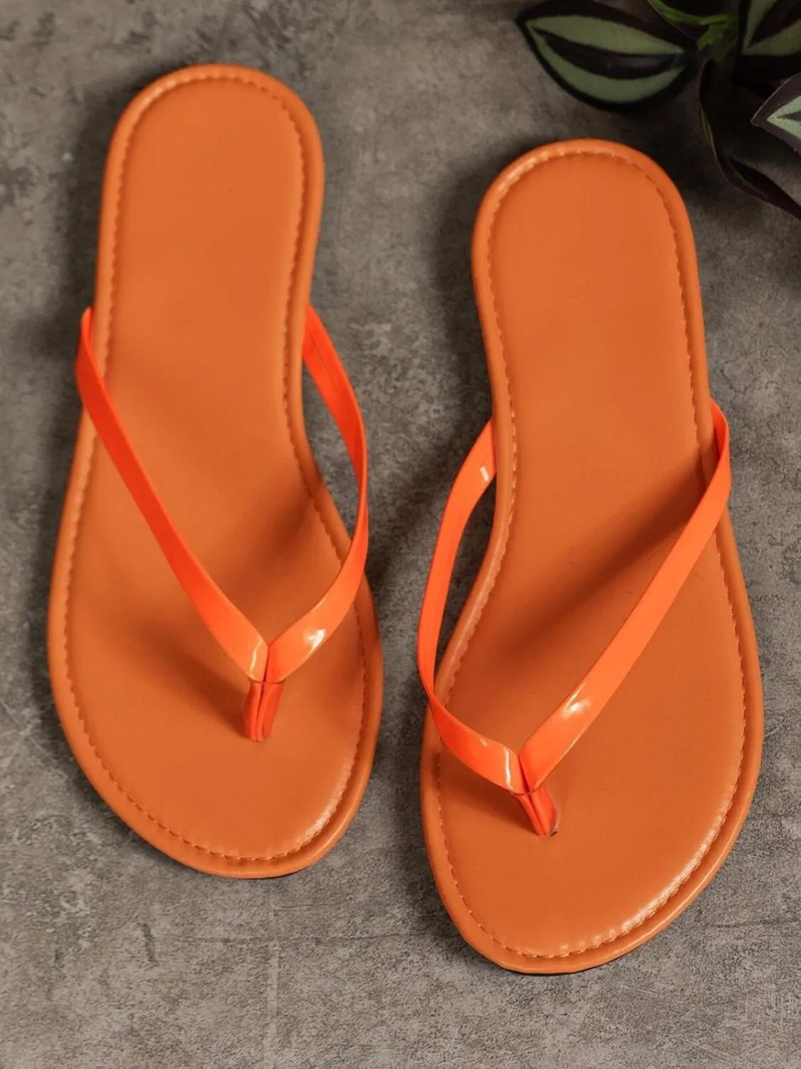 Women's PU leather toe post flat sandals from Plush Fashion Hub, featuring comfortable flat design and stylish straps.
