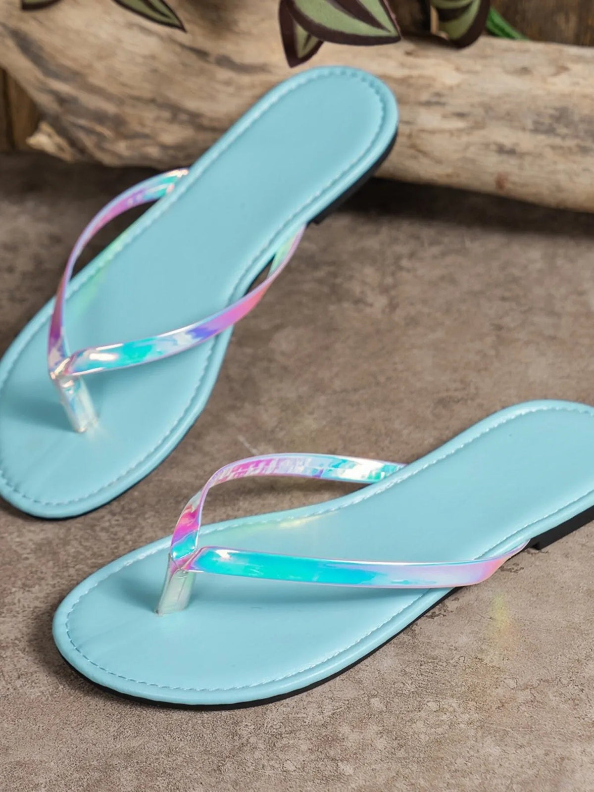 Women's PU leather toe post flat sandals by Plush Fashion Hub, featuring a sleek design and comfortable flat sole.