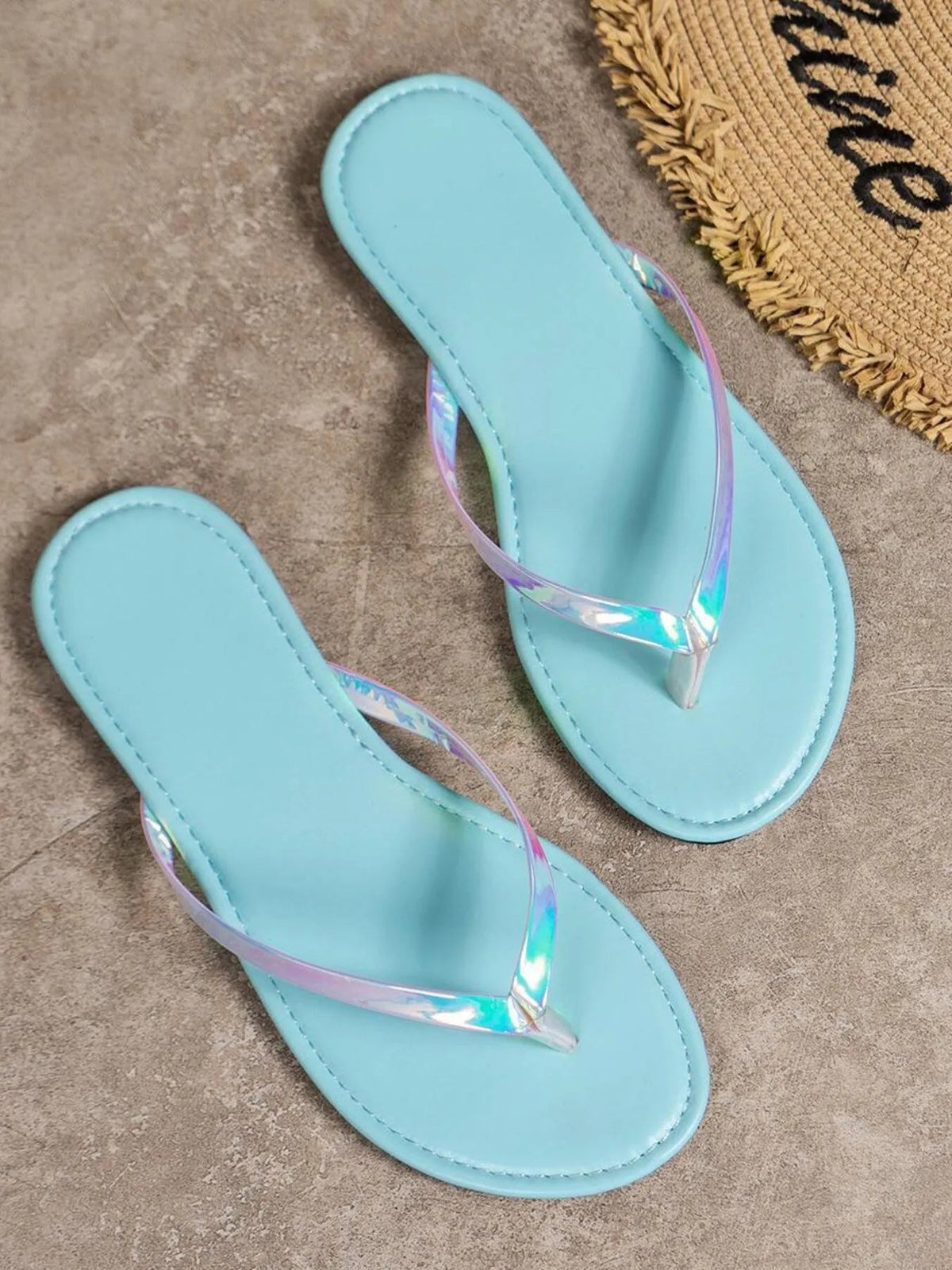 Women's PU leather toe post flat sandals by Plush Fashion Hub, featuring a minimalist design and comfortable flat sole.
