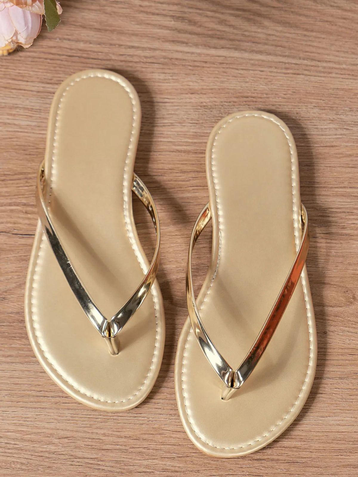 Women's PU leather toe post flat sandals by Plush Fashion Hub, featuring a stylish, comfortable slip-on shoe design.
