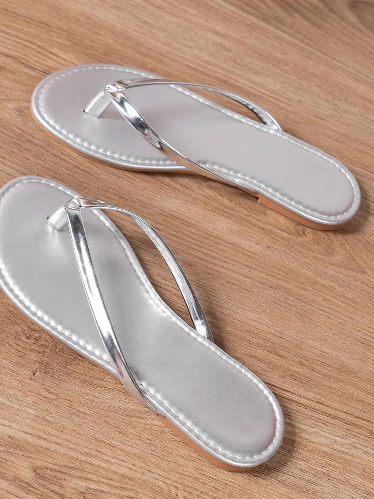 Women's PU leather toe post flat sandals by Plush Fashion Hub featuring a stylish and comfortable design.