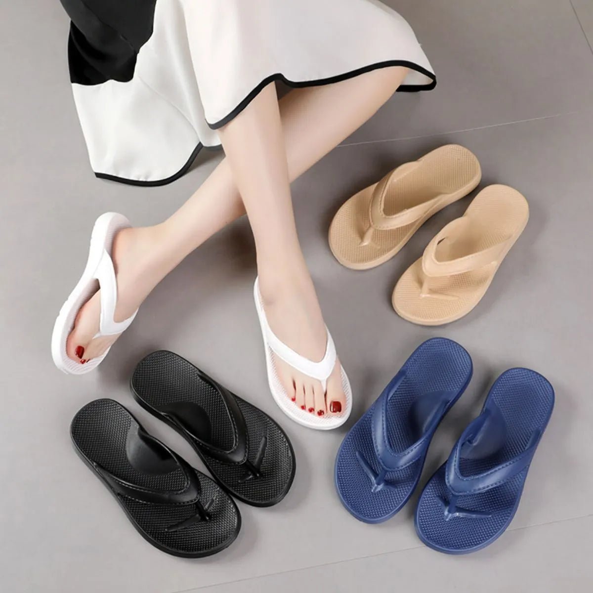 Women's lightweight platform toe post sandals by Plush Fashion Hub, featuring a comfortable casual shoe design with a stylish platform sole.