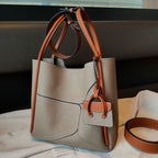 LadyShow.Store contrast color basket handbag with shoulder and crossbody straps, stylish underarm bag for everyday use.
