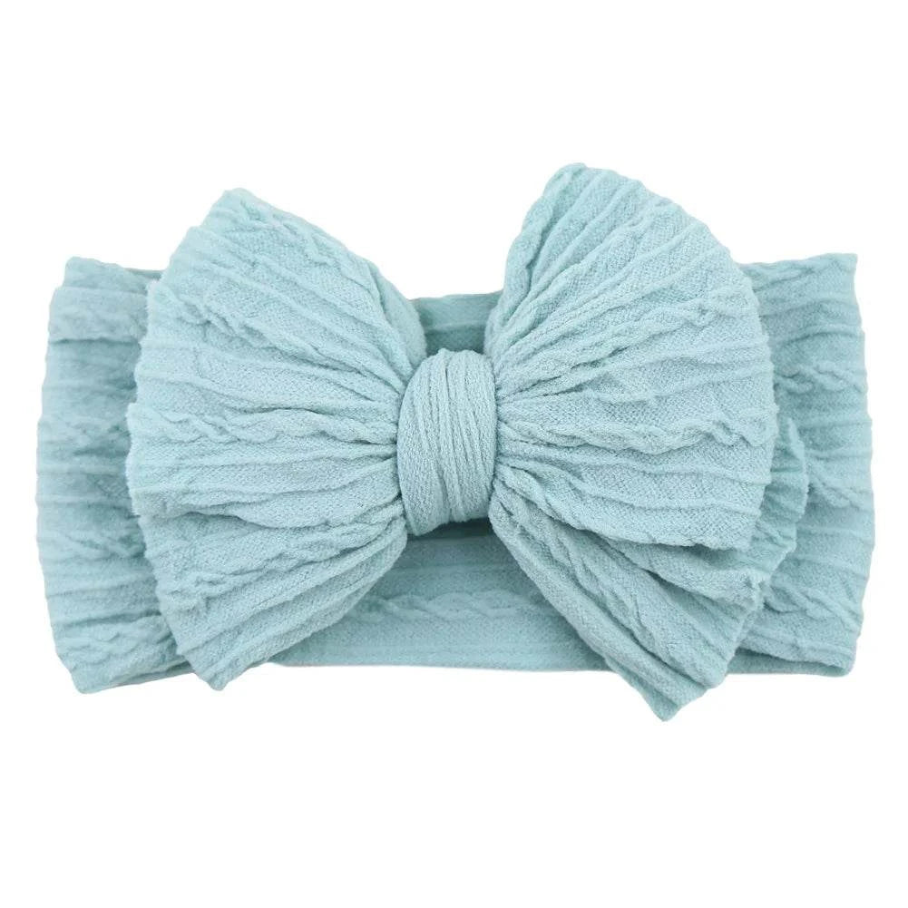 Newborn Solid Cable Baby Bow Headband for Child - Plush Fashions Shop 