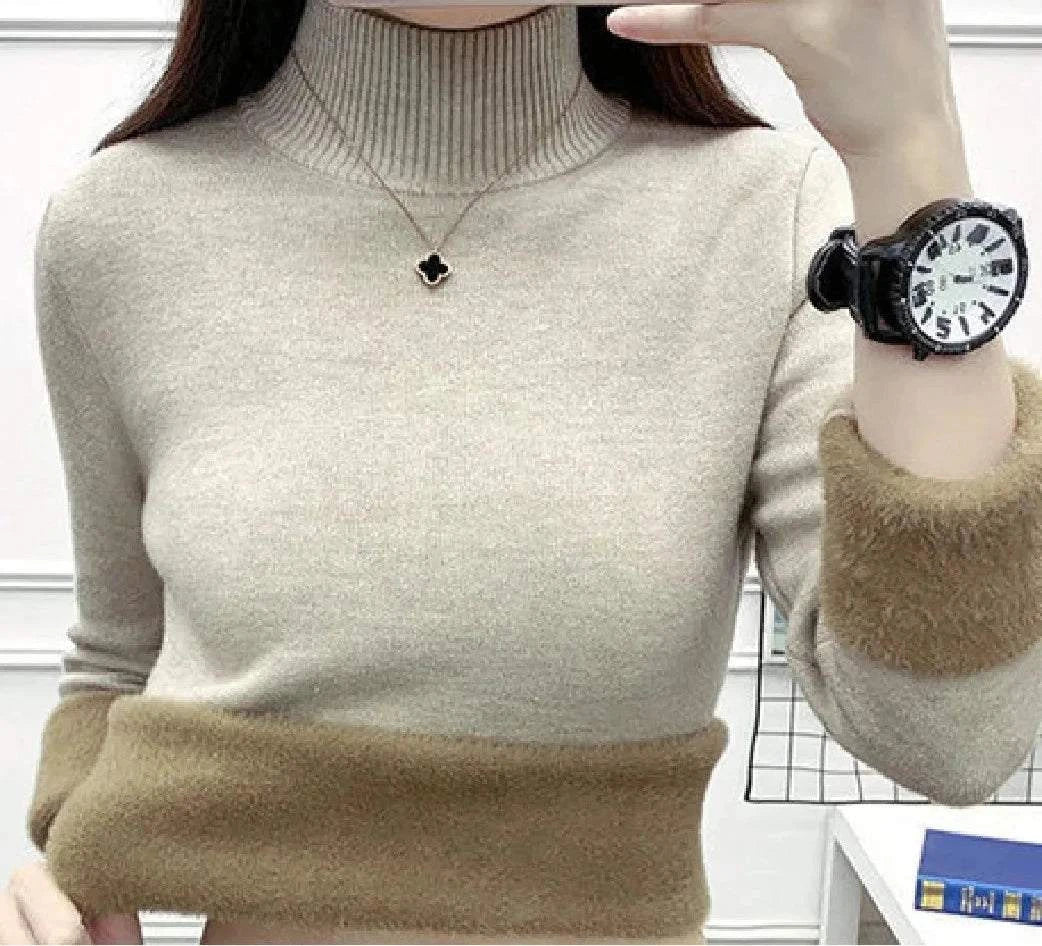 Women Elegant Thick Lined Warm Sweater - Plush Fashions Shop 