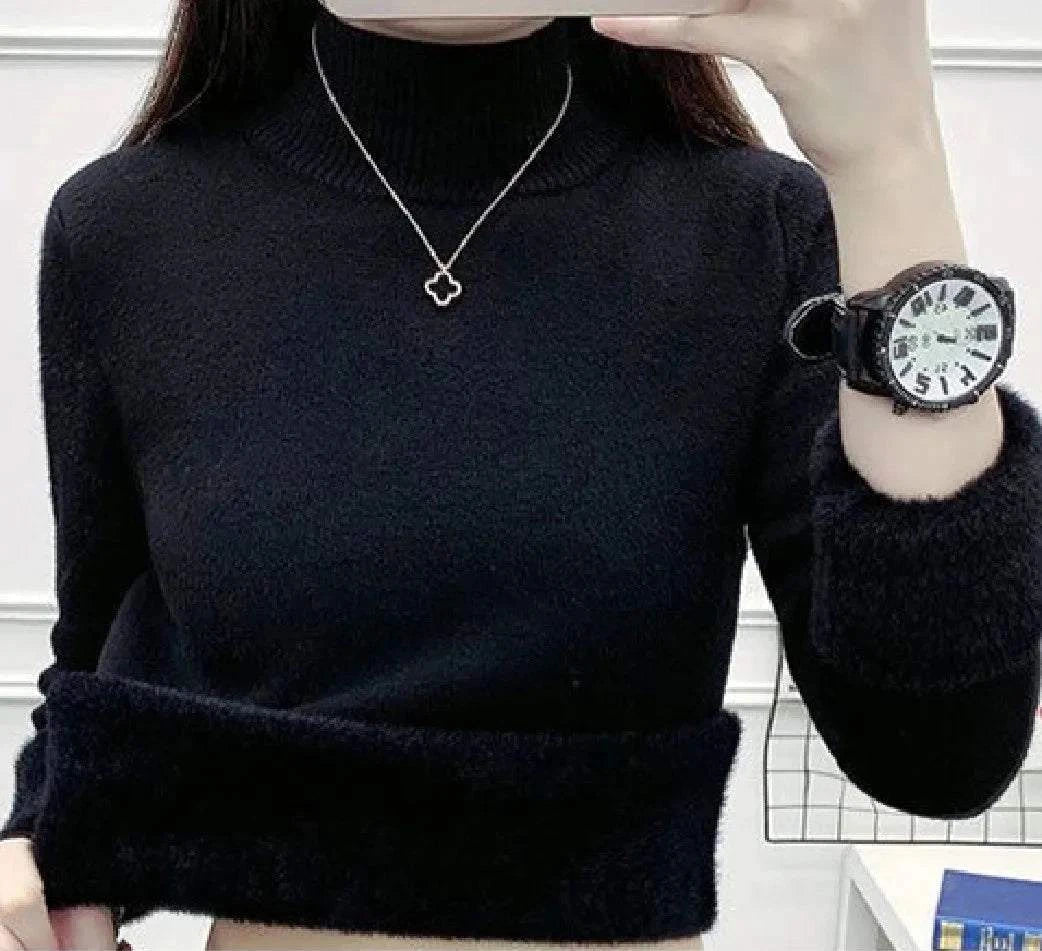 Women Elegant Thick Lined Warm Sweater - Plush Fashions Shop 