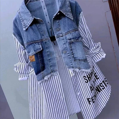 New Design Sense Stitching Women Fashion Striped Denim JacketGet ready to make a statement with our New Design Sense Stitching Women Fashion Striped Denim Jacket! With its unique and stylish stitching, this jacket will elevateShirtsPlush Fashions ShopPlush Fashion Shop