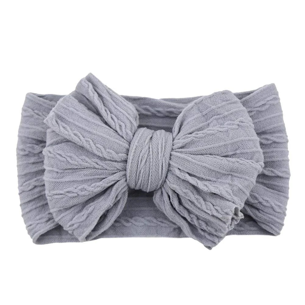 Newborn Solid Cable Baby Bow Headband for Child - Plush Fashions Shop 