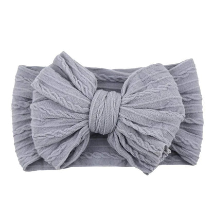 Newborn Solid Cable Baby Bow Headband for Child - Plush Fashions Shop 