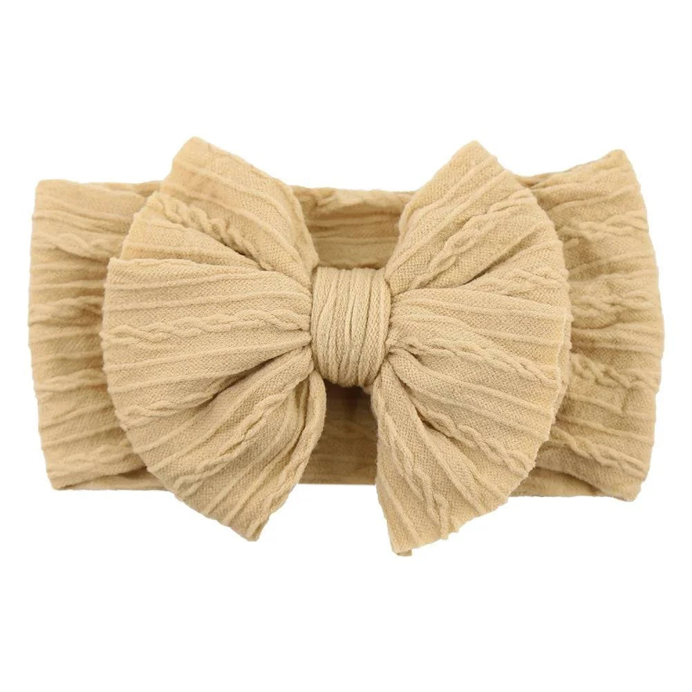 Newborn Solid Cable Baby Bow Headband for Child - Plush Fashions Shop 