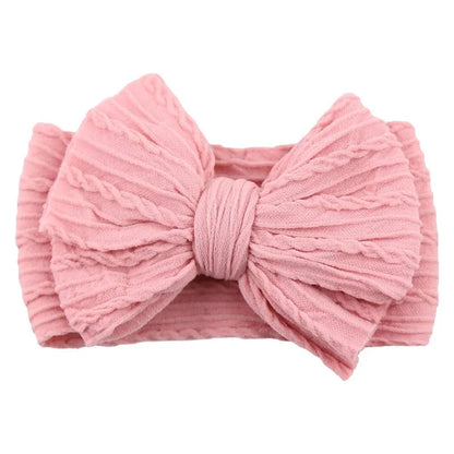 Newborn Solid Cable Baby Bow Headband for Child - Plush Fashions Shop 