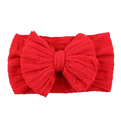 Newborn Solid Cable Baby Bow Headband for Child - Plush Fashions Shop 