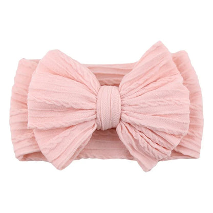 Newborn Solid Cable Baby Bow Headband for Child - Plush Fashions Shop 