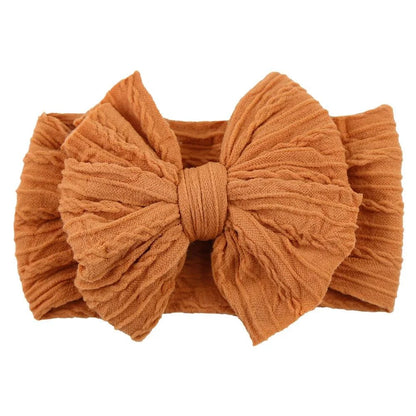 Newborn Solid Cable Baby Bow Headband for Child - Plush Fashions Shop 