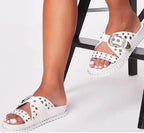 Women wedge heel Roman platform sandals with ankle straps and chunky heels, stylishly designed for summer wear.