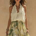 Waist-cinching printed maxi dress with ruffle hem from FitiqueFit, available in S to 3XL, perfect casualwear for warm weather.