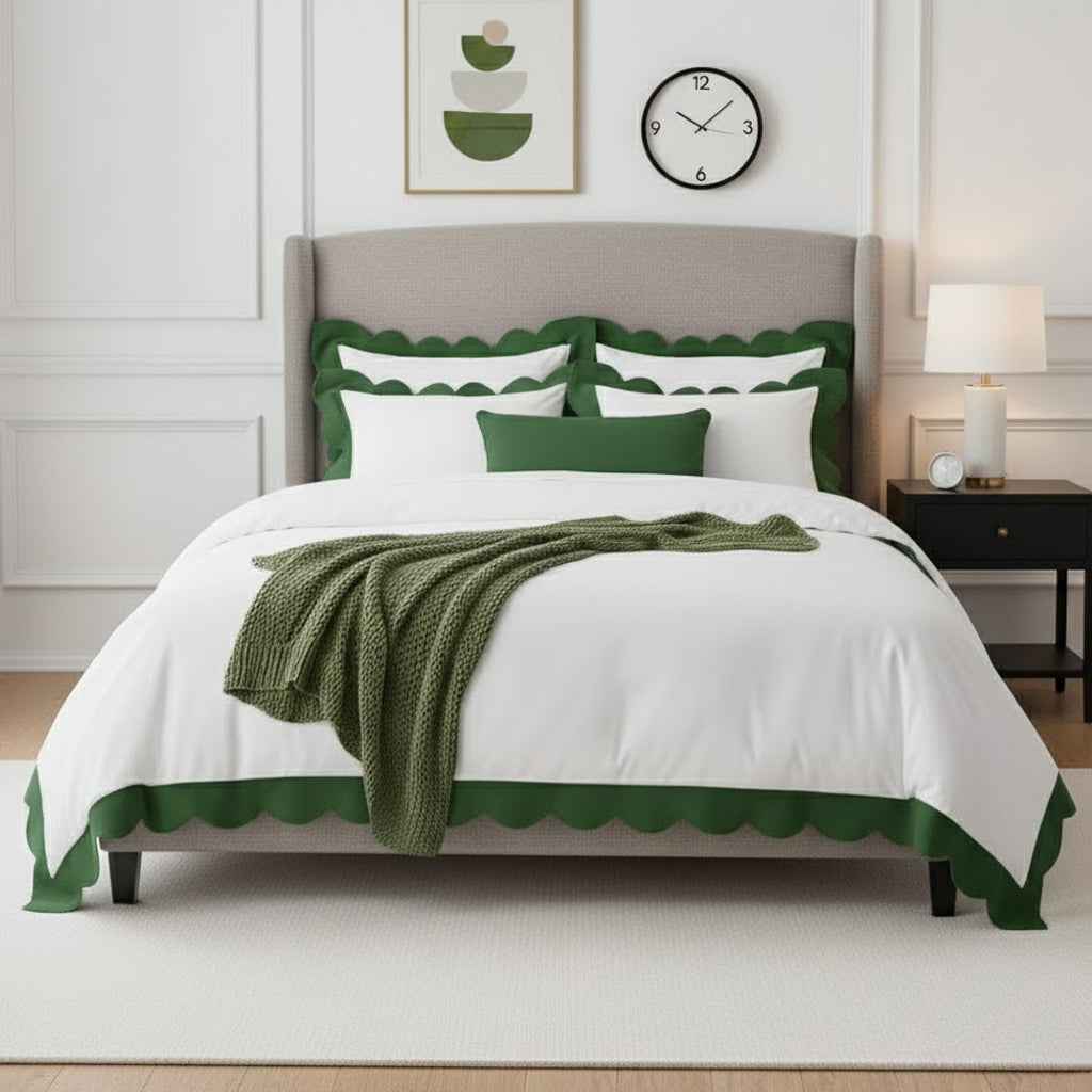 Wavy Applique Embroidery Cotton Duvet Cover Set PushpLinen
