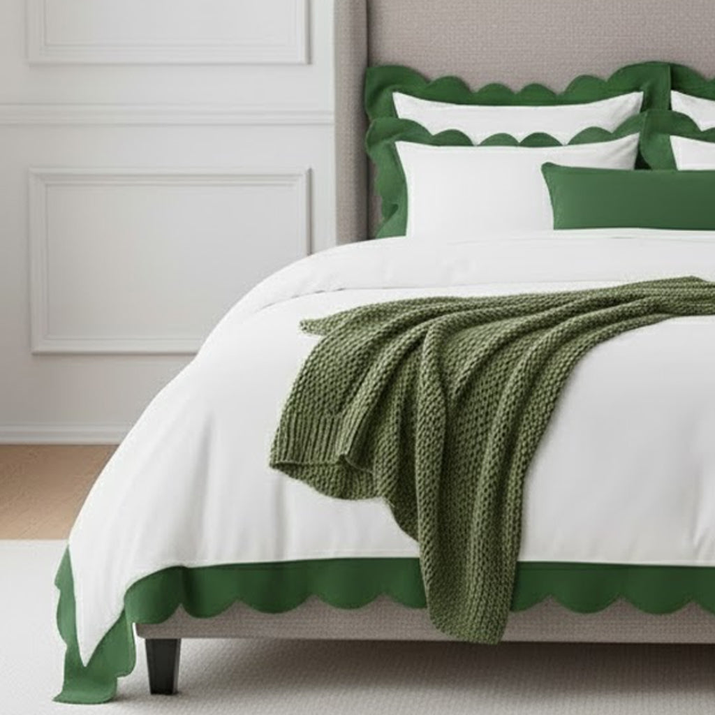 Wavy Applique Embroidery Cotton Duvet Cover Set PushpLinen