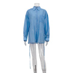 Bella Mia women's long sleeve Tencel polo collar shirt, loose fit, perfect for early autumn office wear and versatile styling.