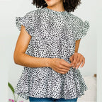 Bella Mia women's small floral short sleeve swing top, lightweight women’s shirt with a feminine design and casual style.