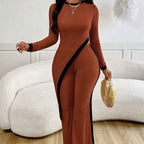 Women’s asymmetrical top and pants casualwear set by FitiqueFit, featuring a stylish top with uneven hem and matching pants.