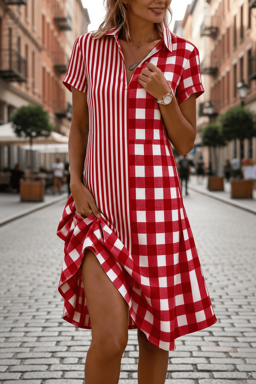 Women's Bohemian 3D printed V-neck short-sleeve maxi dress by FitiqueFit, featuring a relaxed casualwear style with vibrant patterns.