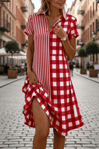 Women's Bohemian 3D printed V-neck short-sleeve maxi dress by FitiqueFit, featuring a relaxed casualwear style with vibrant patterns.