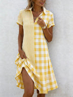 Women's Bohemian 3D printed V-neck short-sleeve maxi dress by FitiqueFit, featuring a flowing casual summer style.