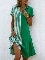 Women's bohemian 3D printed V-neck short-sleeve maxi dress by FitiqueFit, featuring a flowy design and vibrant print.
