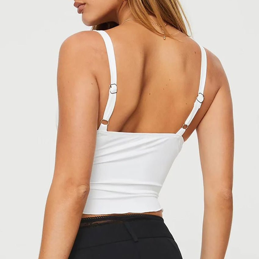 Women's backless bow camisole tank by FitiqueFit, casualwear top with waist-defining fit and elegant design.