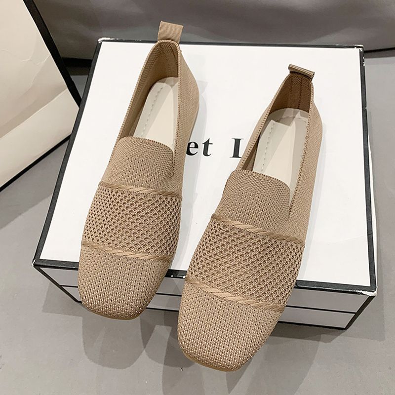 Women's breathable Flyknit casual flat shoes by FitiqueFit, featuring lightweight, flexible design and comfortable slip-on style.