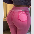Women's FitiqueFit butt-lifting stretch jeans with slim fit, high-waisted denim, showcasing a casualwear style and flattering fit.