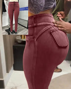 Women’s high-waisted stretch jeans with slimming fit and butt-lifting design from FitiqueFit, casual denim wear for a stylish look.