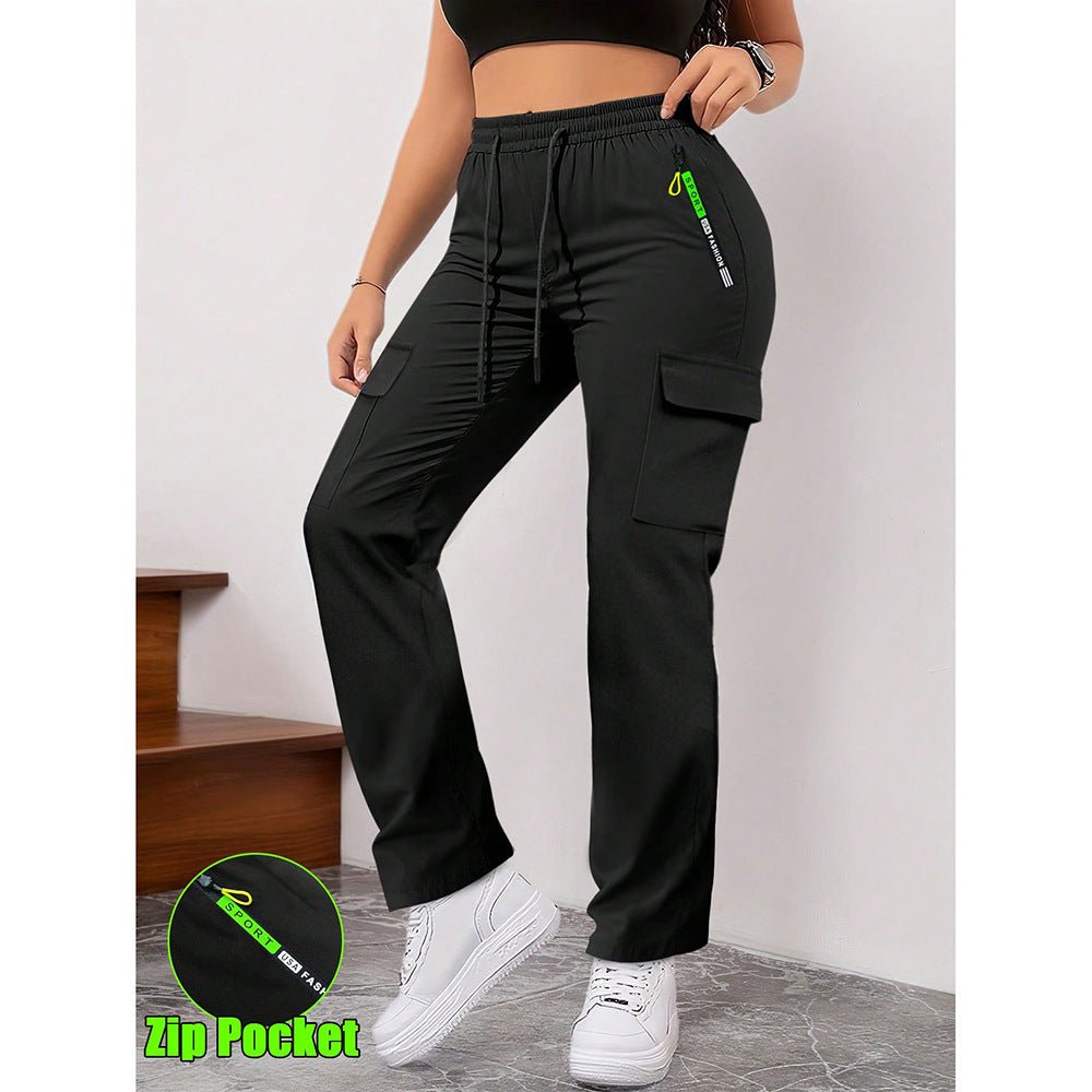 Women's casual retro pants with large pockets, stylish and comfortable bottoms perfect for everyday wear.