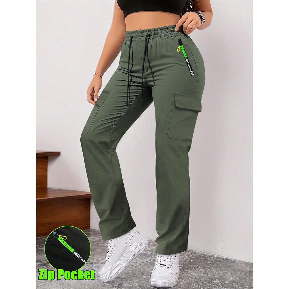 Women's casual retro pants with large pockets, stylish and comfortable bottoms by LadyShow.Store.