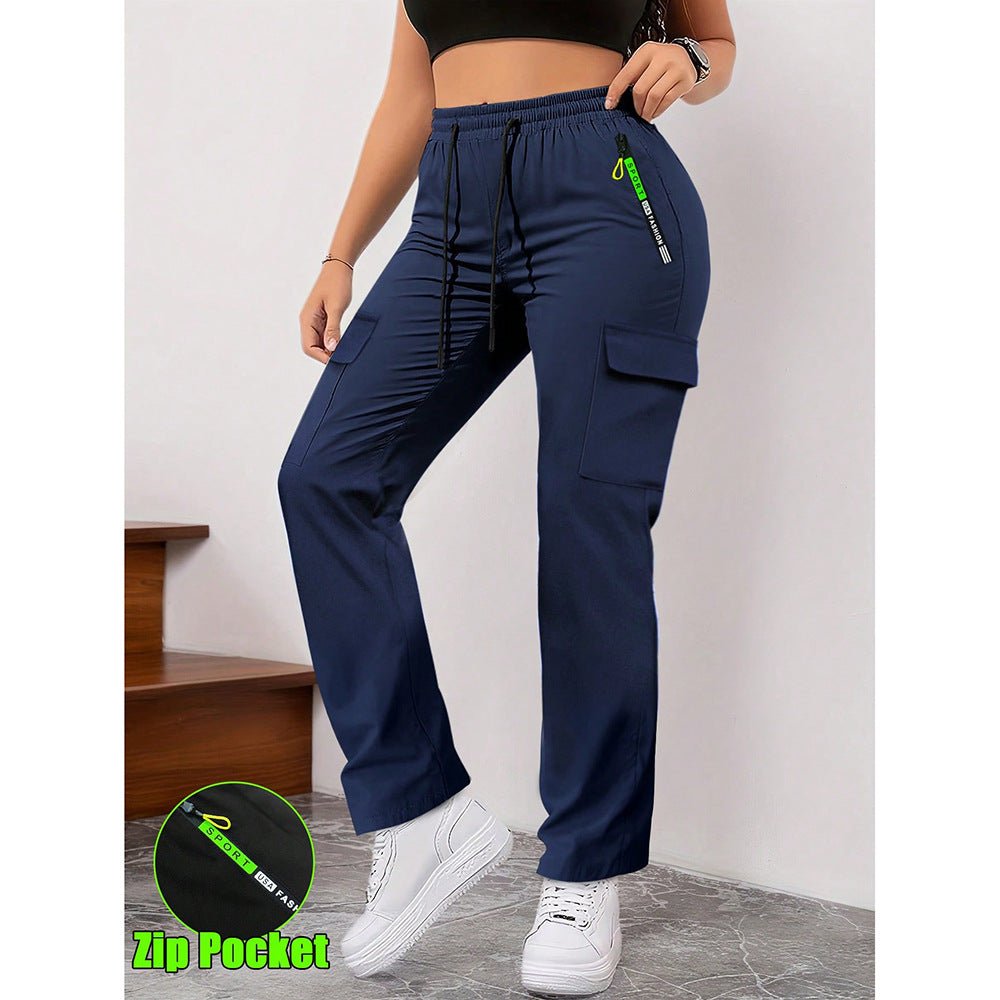 Women's casual retro large pocket pants, comfortable bottoms by LadyShow.Store, featuring a relaxed fit and stylish design.