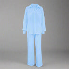Women's casual solid color lounge set by FitiqueFit, featuring a relaxed fit with a comfortable top and matching pants.