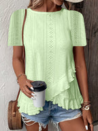 Women’s casual FitiqueFit short sleeve crew neck top in solid color, ideal for comfortable everyday wear.