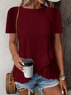 Women's casual fitiqueFit short sleeve crew neck top in solid color, comfortable and versatile casualwear for everyday wear.