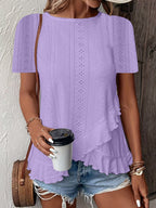 Women’s casual short sleeve crew neck top by FitiqueFit, solid color, comfortable everyday wear for women.