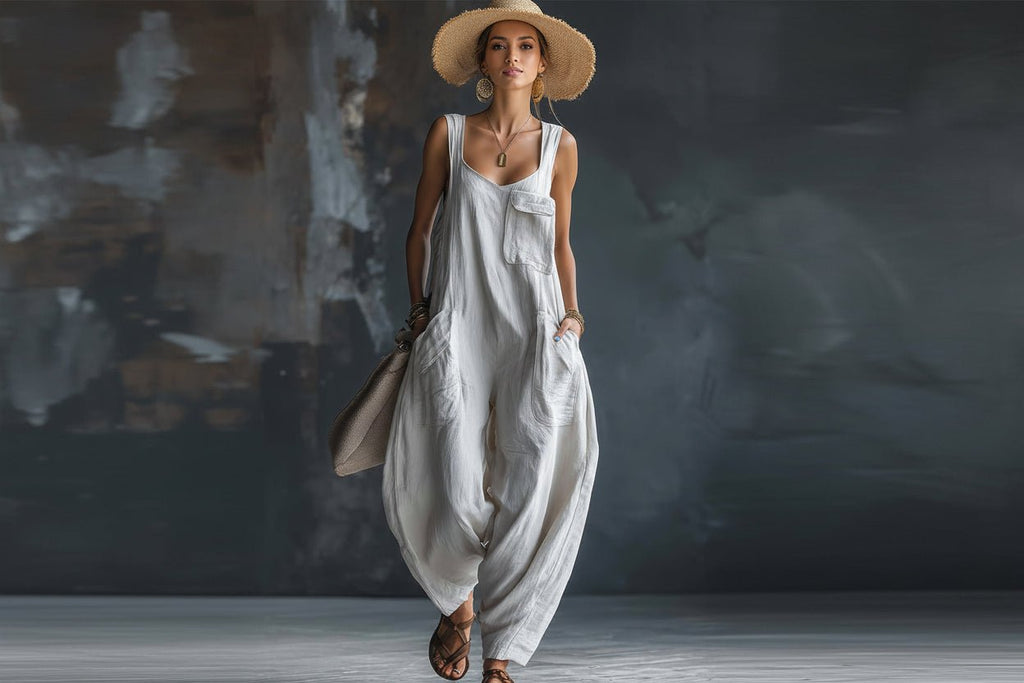 Women’s casual loose jumpsuit in solid color from FitiqueFit, featuring a relaxed fit and versatile style for everyday wear.