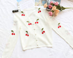 Women’s cherry embroidery crochet cardigan by FitiqueFit, featuring detailed floral embroidery and lightweight knit fabric.