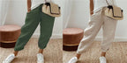 Women’s cotton linen casual pants by FitiqueFit in solid color, shown as comfortable, relaxed-fit casualwear for women.