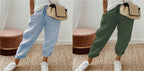 Women’s cotton linen casual pants in solid color by FitiqueFit, featuring a relaxed fit and comfortable design for everyday wear.