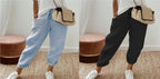 Women’s cotton linen casual pants in solid color by FitiqueFit, featuring a relaxed fit and comfortable casual wear style.