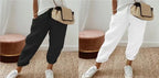 Women’s FitiqueFit cotton linen casual pants in solid color, featuring a relaxed fit and comfortable design for everyday wear.