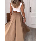 Women's casual cropped vest and high-waisted slit skirt matching set by FitiqueFit, stylish and comfortable for everyday wear.