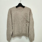 Women's floral sweater by FitiqueFit with a crew neck, long sleeves, and elegant floral pattern, perfect for casual wear.