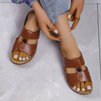 Women's European and American wedge heel flat sandals by LadyShow.Store, featuring stylish straps and comfortable flat sole